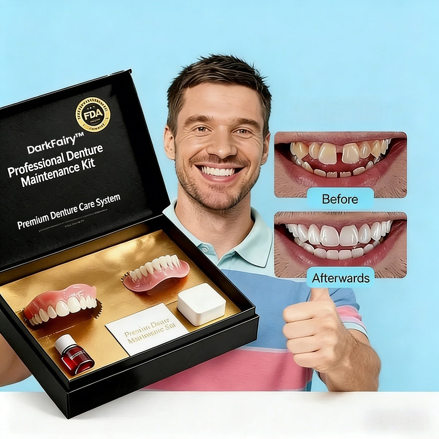 ⚡🏆Ends Today: 70% OFF!🦷DarkFairy™ Custom-Fit Full Functional Dentures Make you more confident